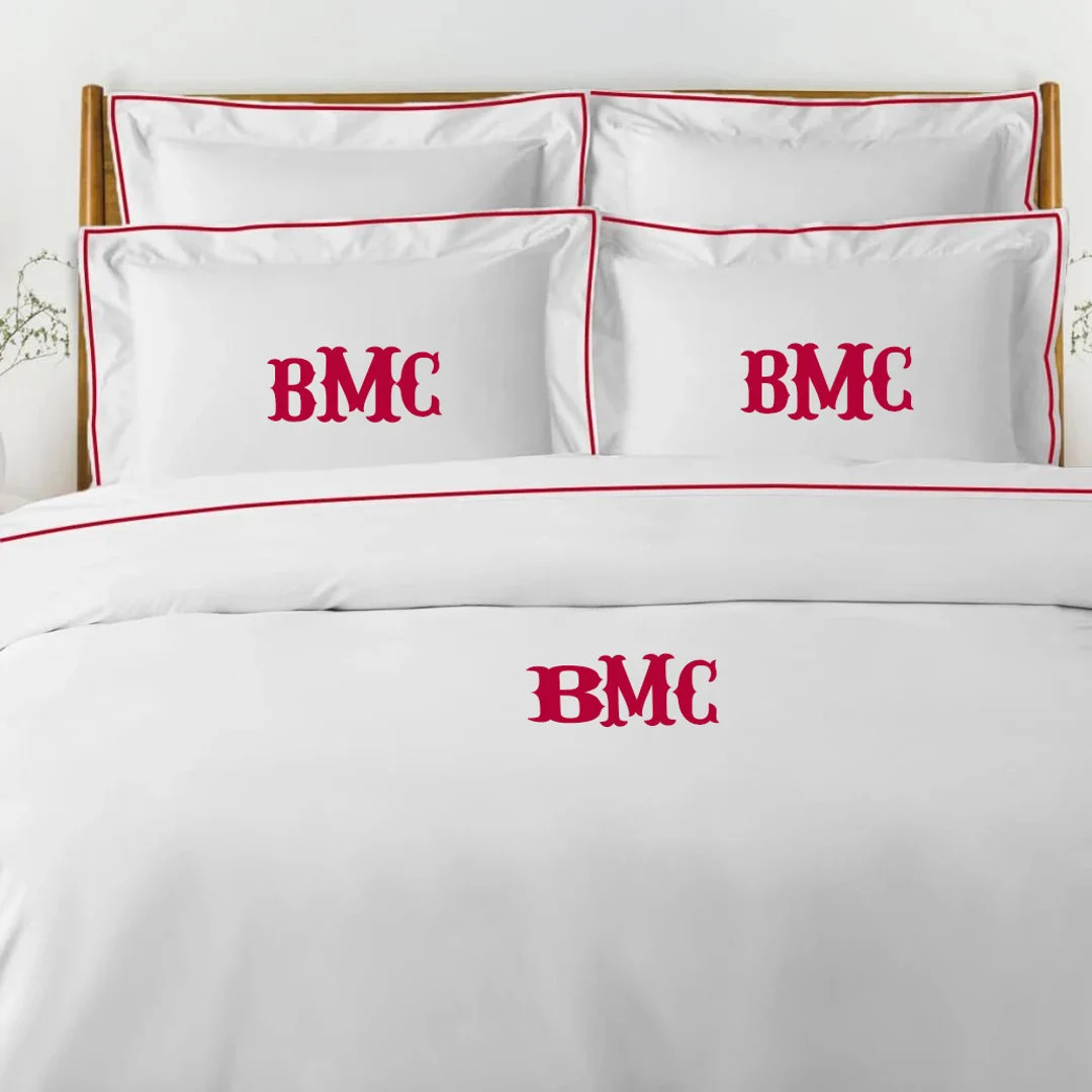 Pushp Linen 100% Cotton Piping 400TC Sateen Hotel Stitch Monogrammed Duvet Cover Set With Piping ... | Etsy (US)