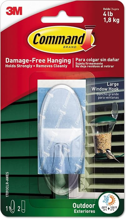 Command Outdoor Large Clear Wall Hooks, 1 Hook and 2 Command Strips, Damage Free Hanging Wall Hoo... | Amazon (US)