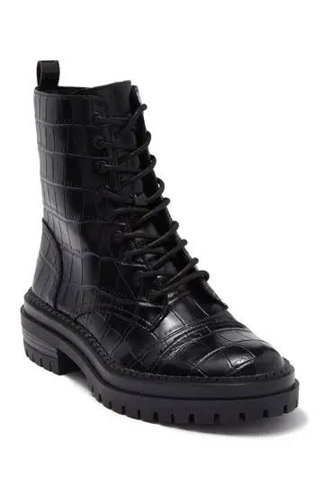 14th & UnionOlivia Croc Embossed Combat Boot | Nordstrom Rack