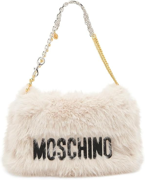 Amazon.com: Moschino, Faux-Fur Shoulder Bag, White Black : Amazon Luxury | Amazon (US)