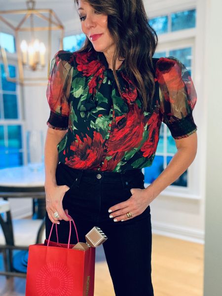 Festive top to add to a skirt, trousers or jeans❤️ I love the rose pattern and the colors that are holiday but don’t scream so it can be worn year round! 

#LTKHoliday #LTKworkwear #LTKparties