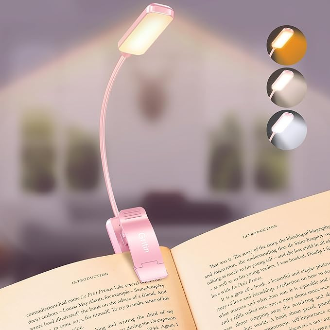 Gritin 9 LED Rechargeable Book Light for Reading in Bed - Eye Caring 3 Color Temperatures,Steples... | Amazon (US)