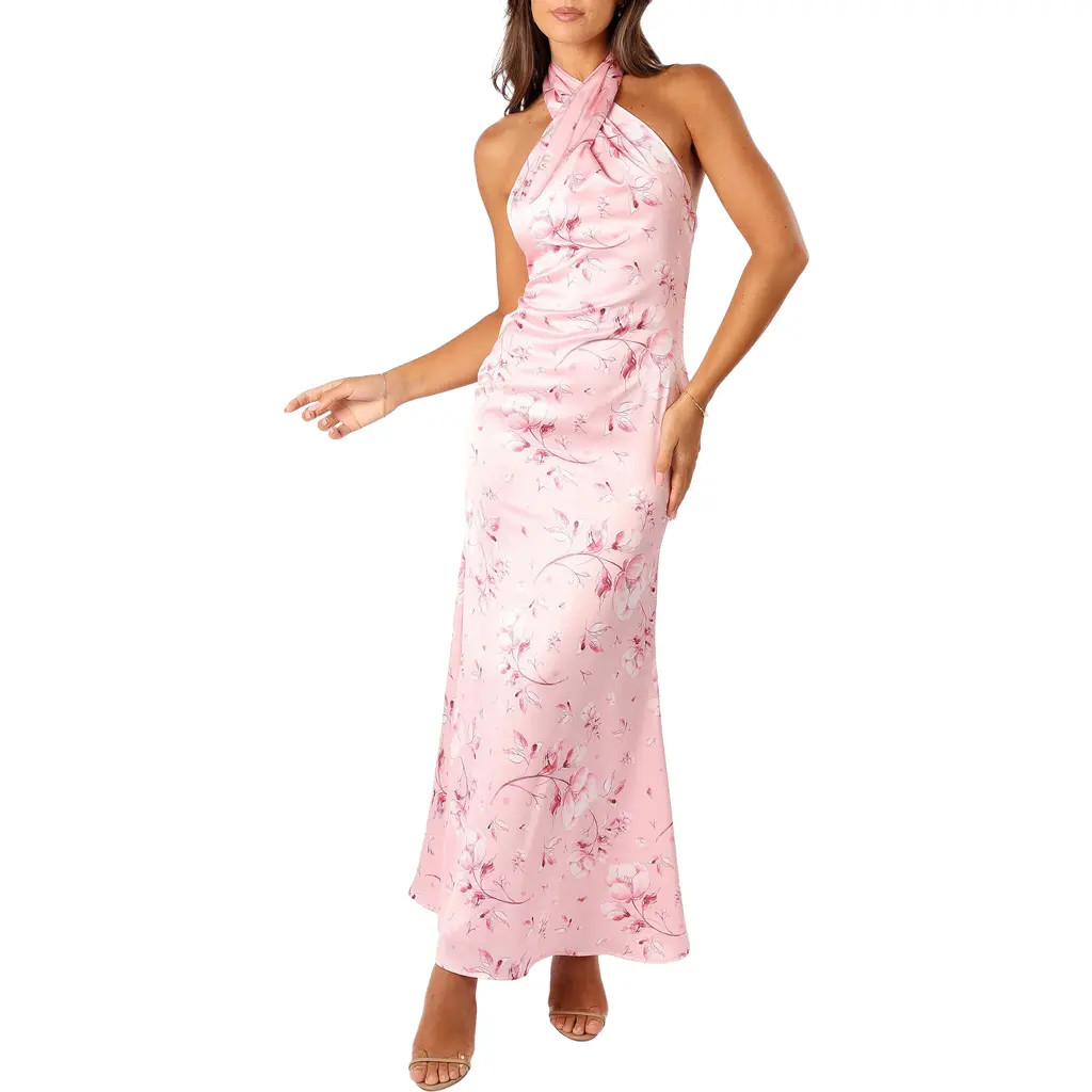 Petal & Pup Mila Floral Print Halter Dress in Pink Floral at Nordstrom, Size Small | Nordstrom