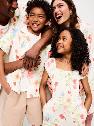Printed Smocked Fit and Flare Dress for Girls | Old Navy (US)