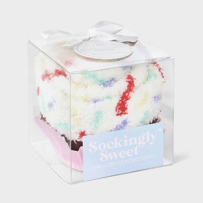 Women's Cupcake Christmas Cozy Crew Socks - White/Red/Brown 4-10 | Target