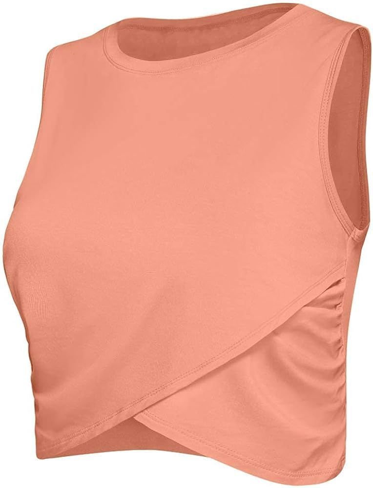 Sanutch Workout Crop Tops for Women Slim fit Yoga Dance Tops Cropped Muscle Tank | Amazon (US)