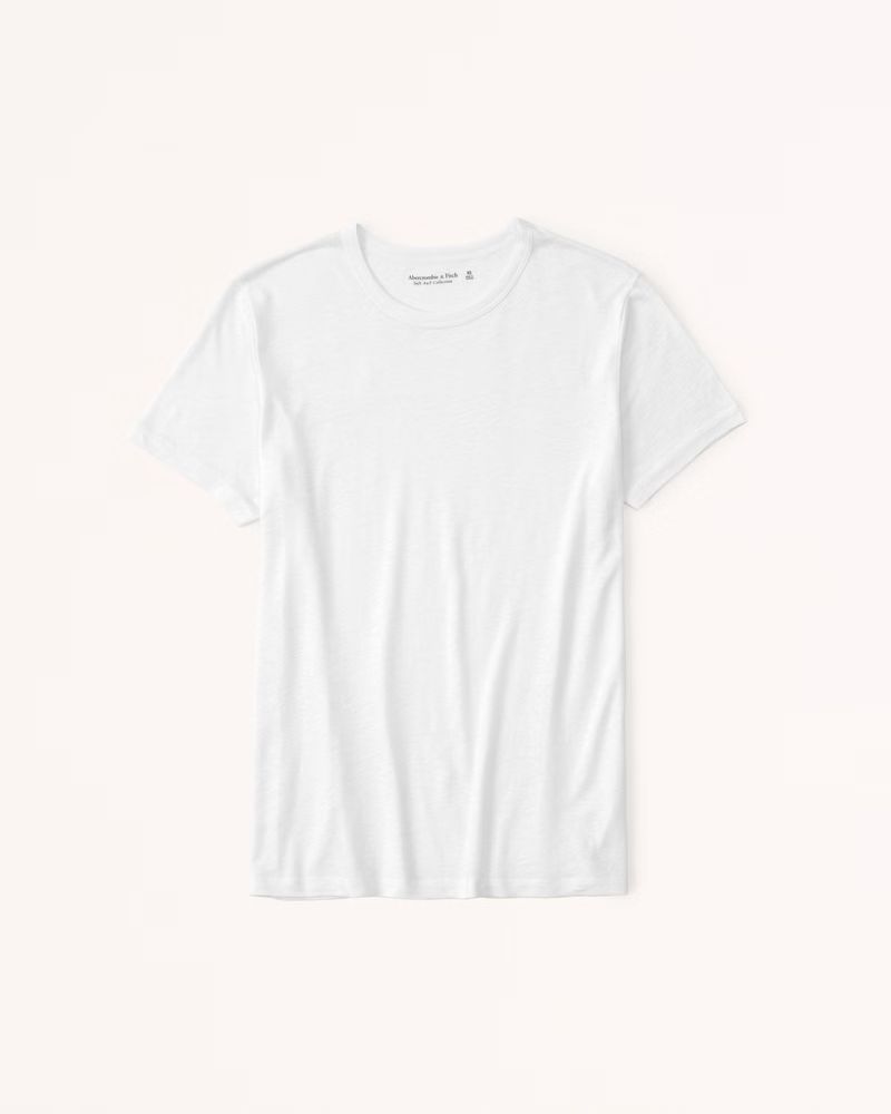 Short-Sleeve Linen-Blend Crew Tee | Abercrombie & Fitch (US)