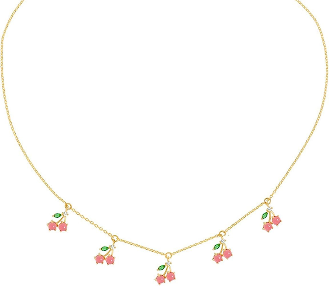 Dainty Cute Fresh Fruit Choker for Women 14K Gold Plated Chain Cubic Zircon Cherry Pineapple Stra... | Amazon (US)