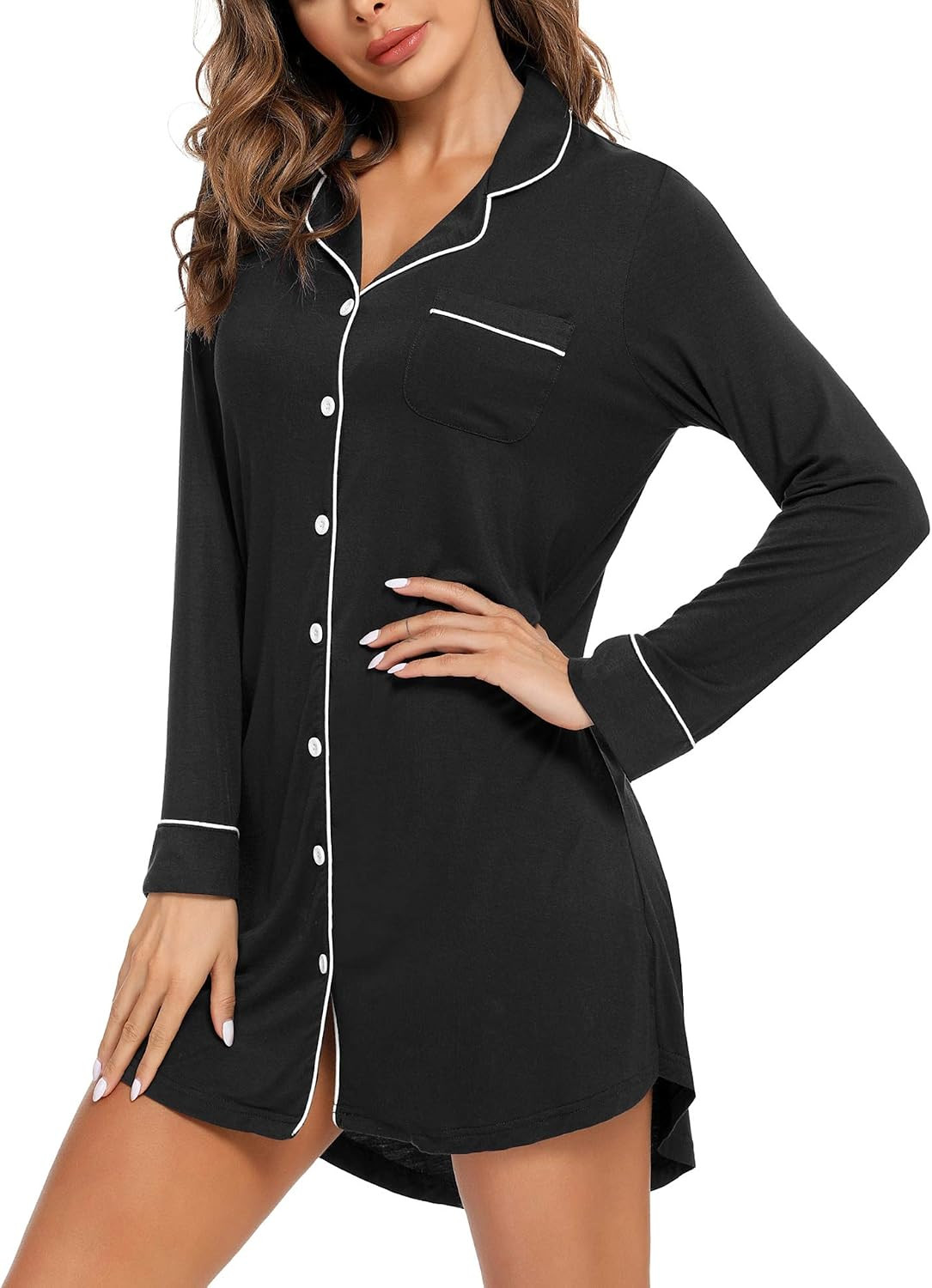 Nightgowns for Women Long Sleeve Button Down Maternity Nursing Gowns | Amazon (US)