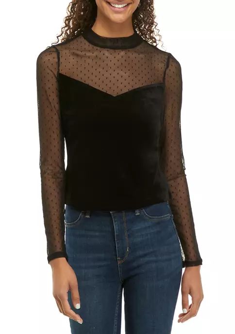 Women's Velvet Mesh Top | Belk