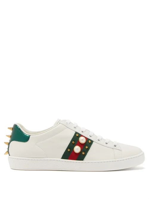 Gucci - Ace Studded Leather Trainers - Womens - White | Matches (US)