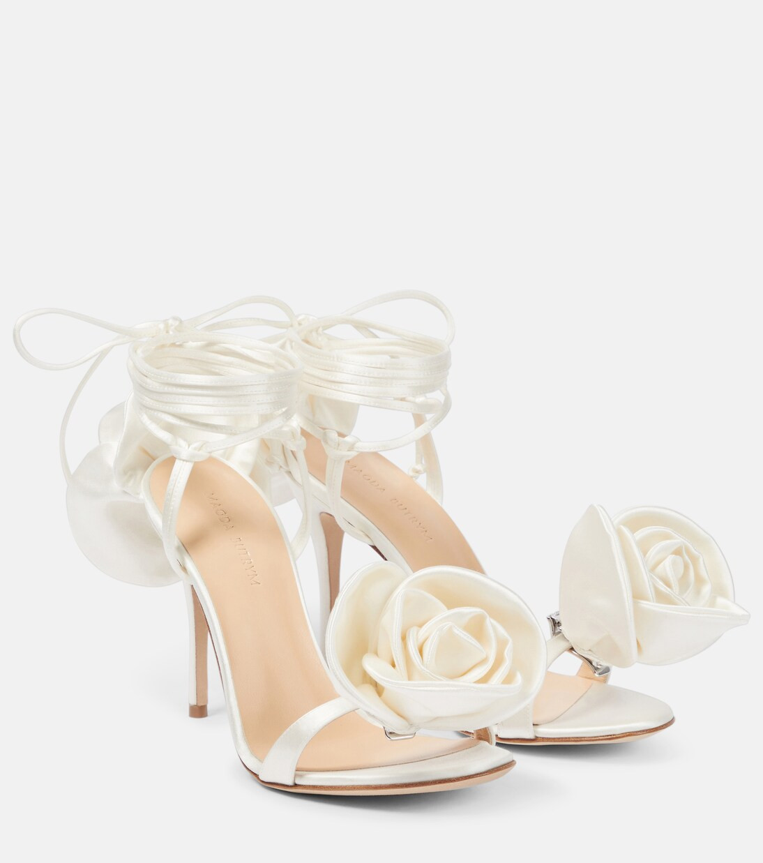 Floral-appliqué satin sandals | Mytheresa (US/CA)