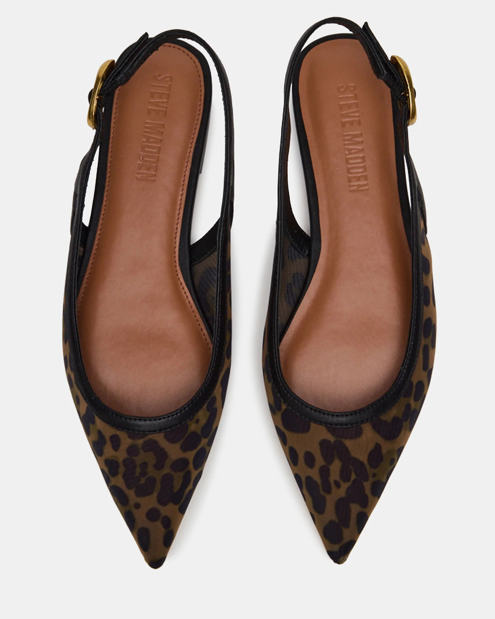 OTTIE Black/Leopard Pointed-Toe Slingback Flat | Women's Flats | Steve Madden (US)