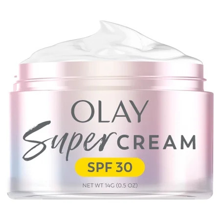 Olay Super Cream with Sunscreen SPF 30, Trial Size, Lightweight Face Moisturizer with Sun Protection, 5-in-1 Skin Care Benefits - Hydrating, Brightening, Firming - Niacinamide, Vitamin C, 15 mL | Walmart (US)
