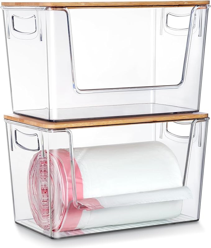 2 Pack Trash Bag Holder Dispenser, Extra Large Garbage Bags Holder, Stackable Trash Bag Holder wi... | Amazon (US)