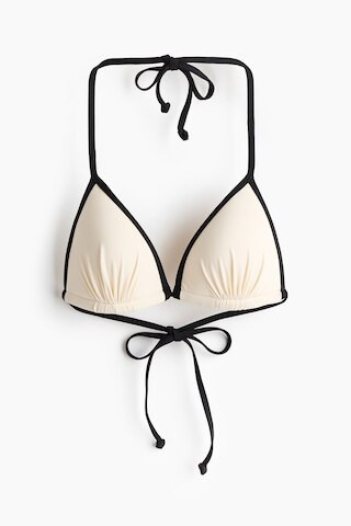 H & M - Push-Up Triangle Bikini Top - Cream/Black | H&M (US, CA, MX)