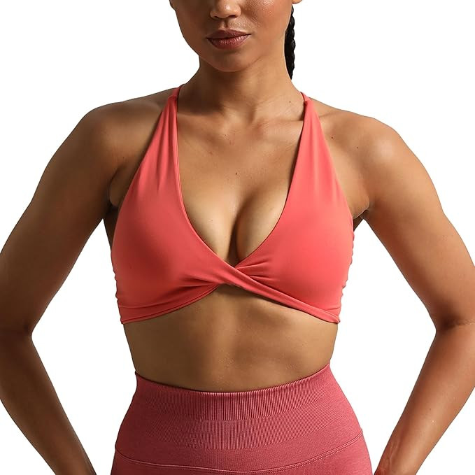 Aoxjox Women's Workout Sports Bras Fitness Backless Padded Sienna Low Impact Bra Yoga Crop Tank T... | Amazon (US)