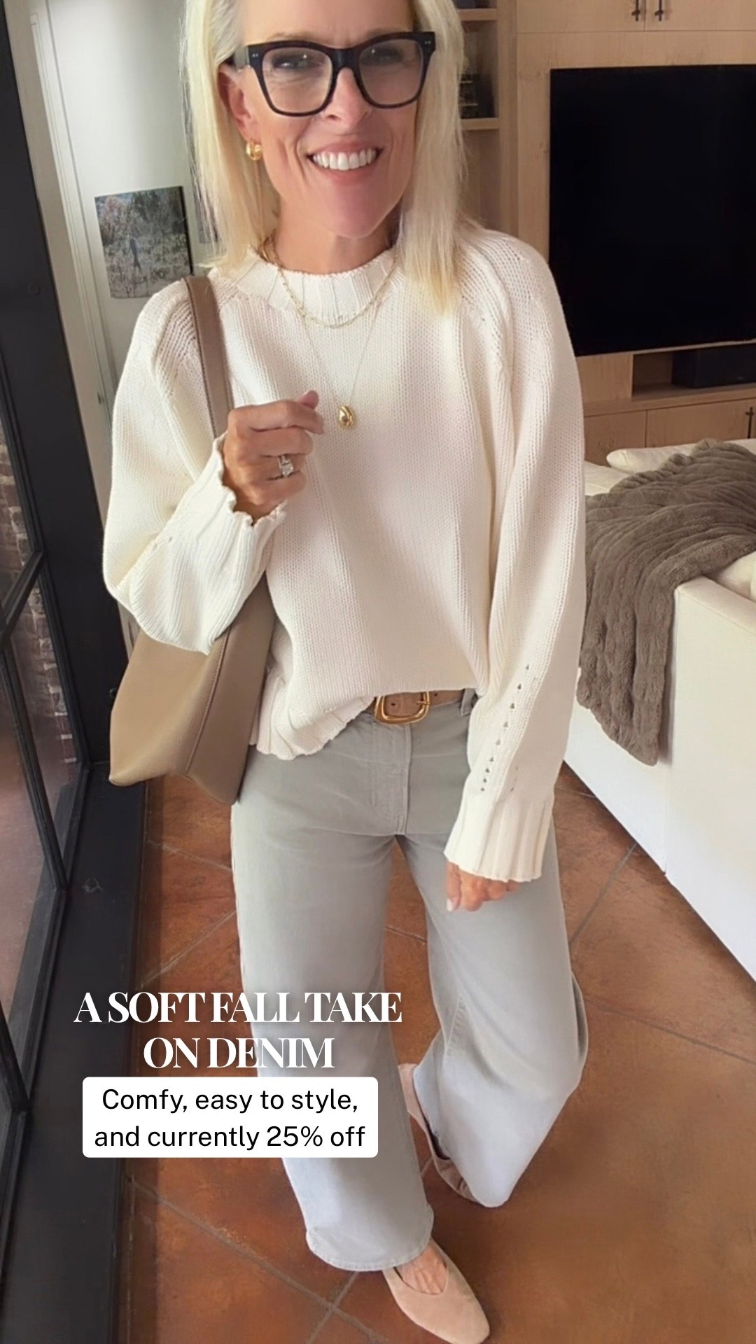 A simple fall formula I keep coming back to: great denim + a soft sweater + neutral accessories. These new Paige barrel-leg jeans are currently 25% off, and this soft neutral shade is so easy to pair with the rest of your wardrobe. I sized down to a 26, and I’m wearing a small in the J.Crew sweater.

#LTKootd #LTKgrwm #LTKSaleAlert