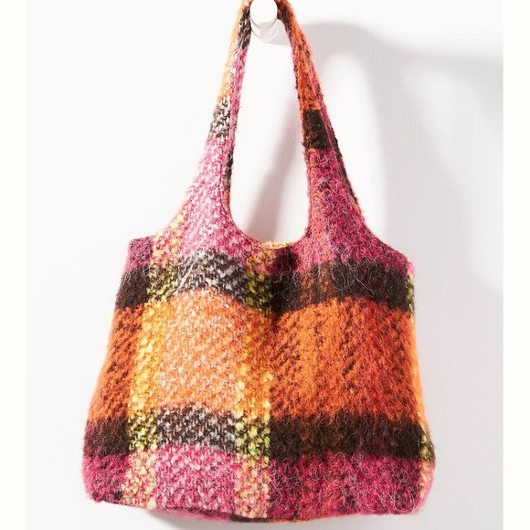 Anna Sui Plaid Tote Bag Magenta NWT | Poshmark