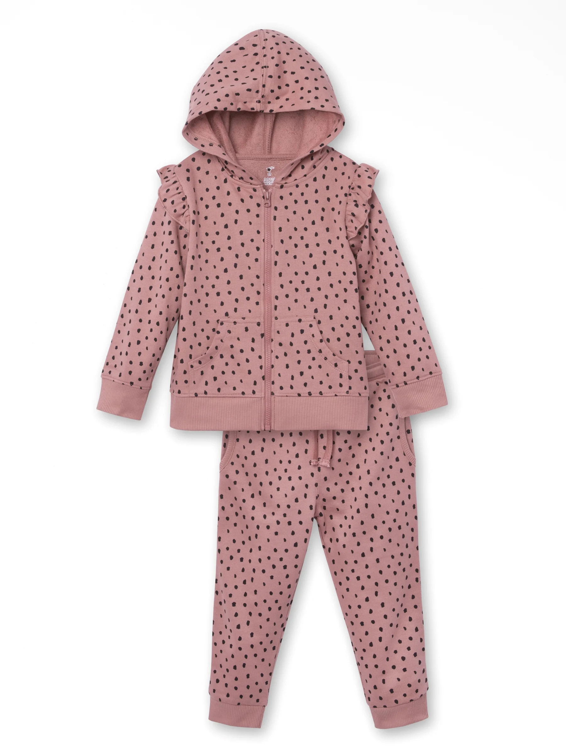 Little Star Organic Toddler Girl 2Pc Full Zip Hoodie & Slim Jogger Set, Size 12M-5T | Walmart (US)