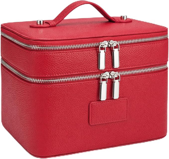 Amazon.com: idoltimes Makeup Case, Large Capacity Leather Makeup Bag for Women,Large Capacity Wat... | Amazon (US)