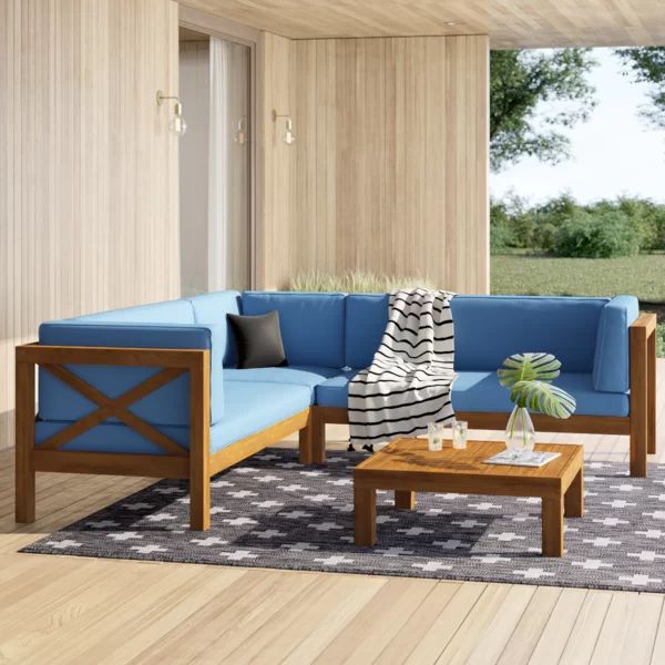 Luthersville Solid Wood 5 - Person Seating Group with Cushions | Wayfair North America