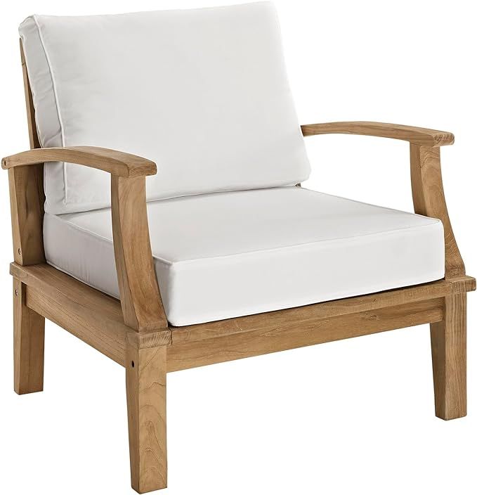 Modway Marina Premium Grade A Teak Wood Outdoor Patio Armchair, Natural White | Amazon (US)