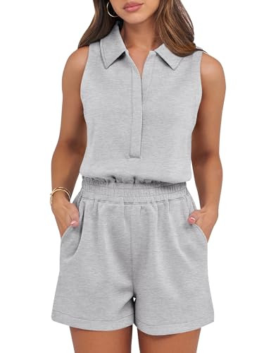 ANRABESS Romper for Womens 2025 Summer Dressy Casual Sleeveless V Neck One Piece Short Jumpsuit L... | Amazon (US)