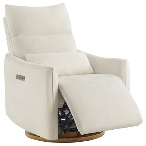 CHITA Swivel Rocker Recliner Chair, Power Nursery Glider Recliner, Nursery Rocking Chair with Adjustable Power Headrest, FSC Certified, Solid Wood Base, Cream | Amazon (US)