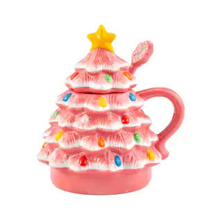 Pink Lidded Nostalgic Tree Mug with Spoon By Mr. Christmas | 5.8" x 4.9" x 6.2" | Michaels® | Michaels Stores