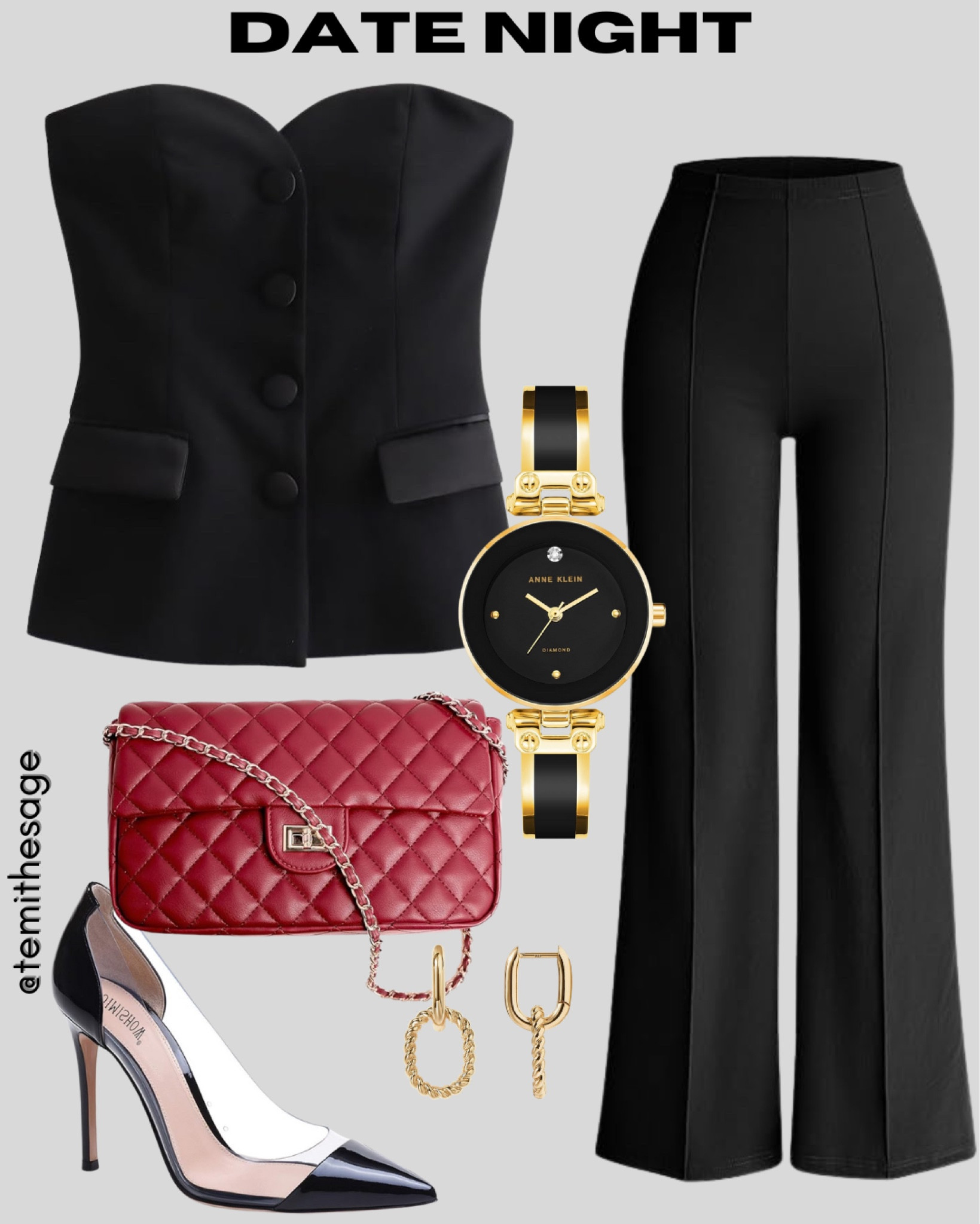 All-black elegance with a pop of red for the ultimate date night glam. 🖤❤️ 
#DateNightOutfit #ChicStyle #PowerLook

#LTKSeasonal #LTKFindsUnder50 #LTKStyleTip