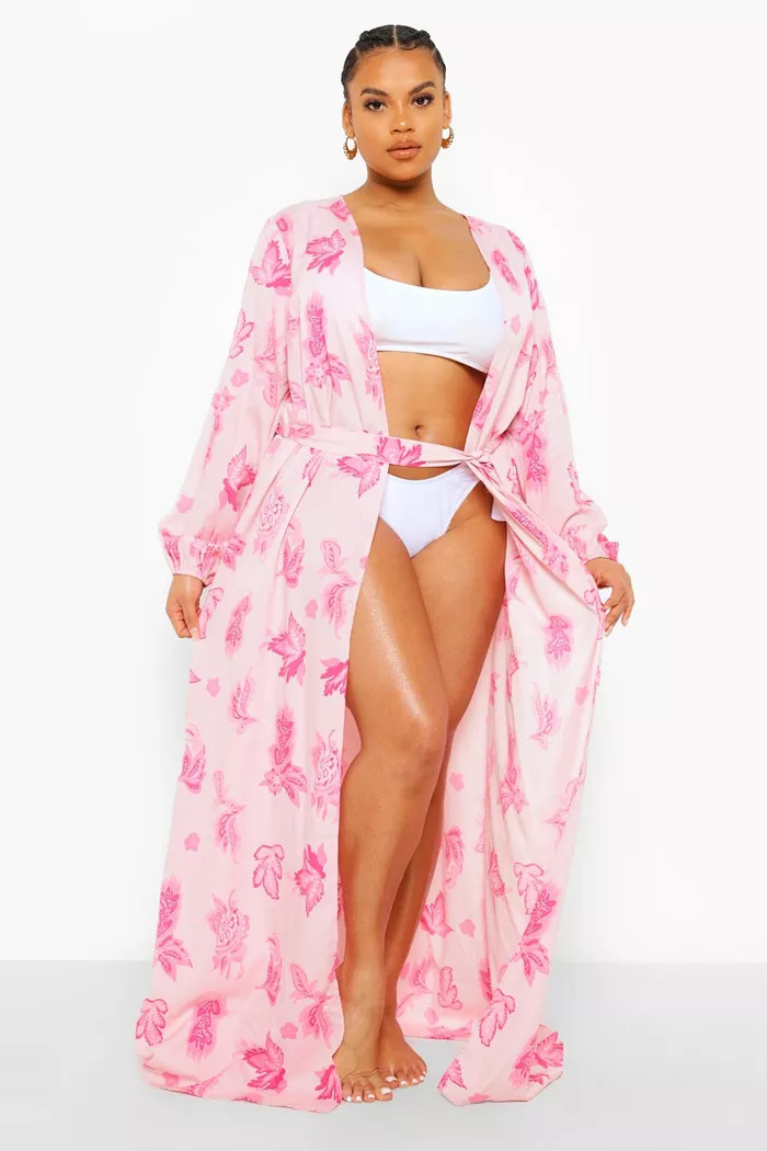 Plus Paisley Print Beach Kimono | Boohoo.com (US & CA)