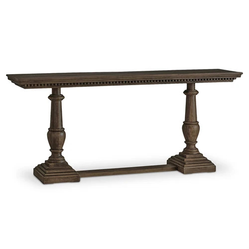 Nora Updated Traditional Brown Mango Wood Rectangular Console Table | Kathy Kuo Home