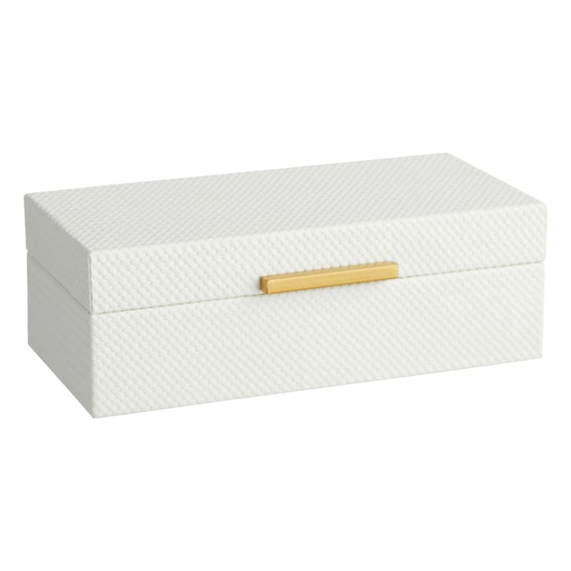White Faux Leather Box, 10x6 | At Home