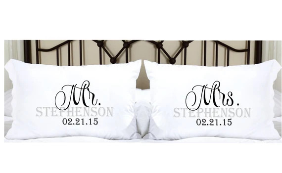 Personalized Pillowcases with Mr. and Mrs. and Last Name and Date | Etsy (US)