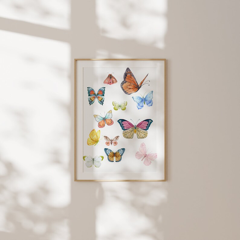 Butterfly Collage Papillion Art Print, Digital Downloadable Wall Art, Trendy Decor, Abstract Vint... | Etsy (US)