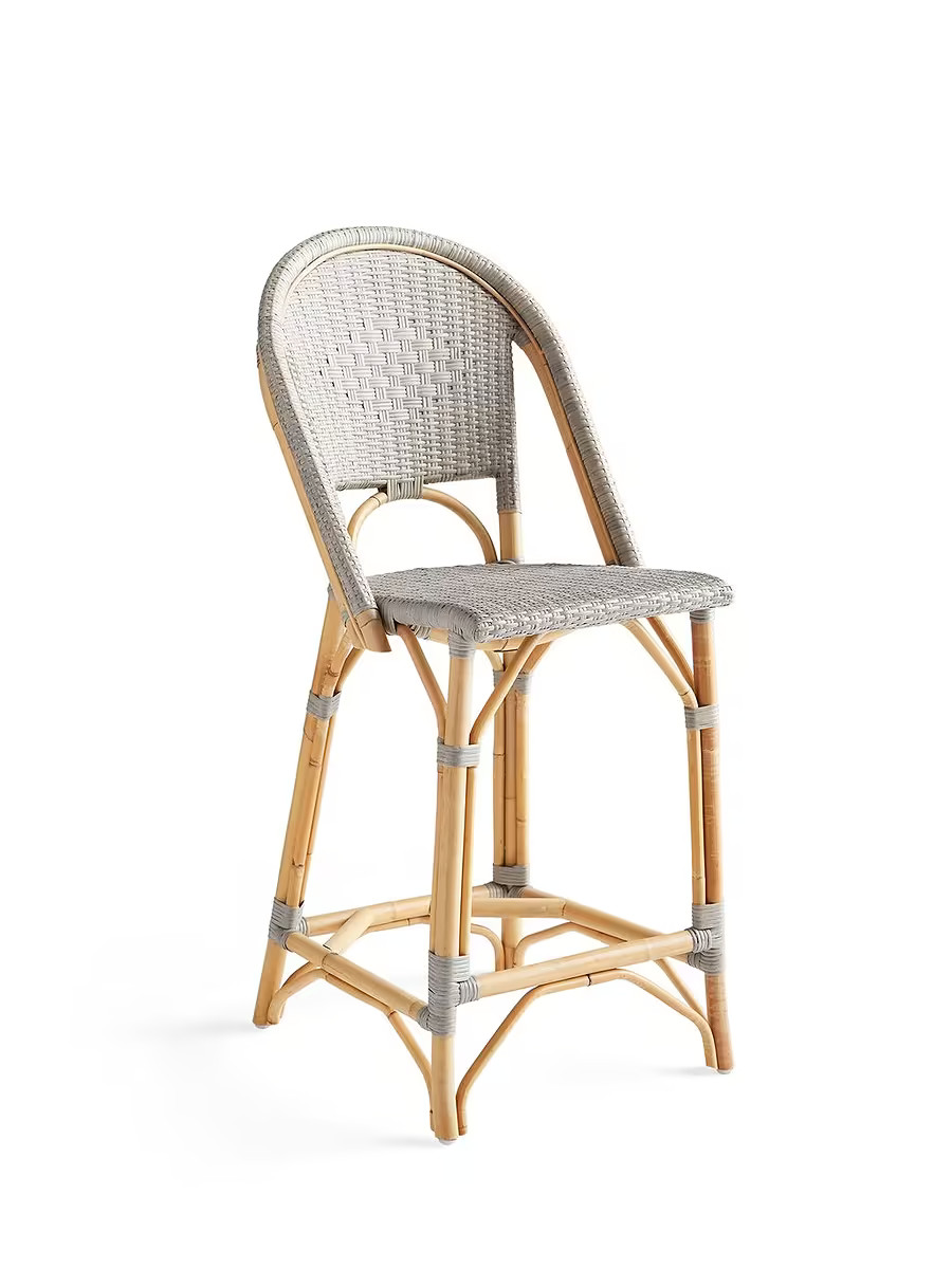 Sunwashed Riviera Rattan Counter Stool - Mist | Serena and Lily