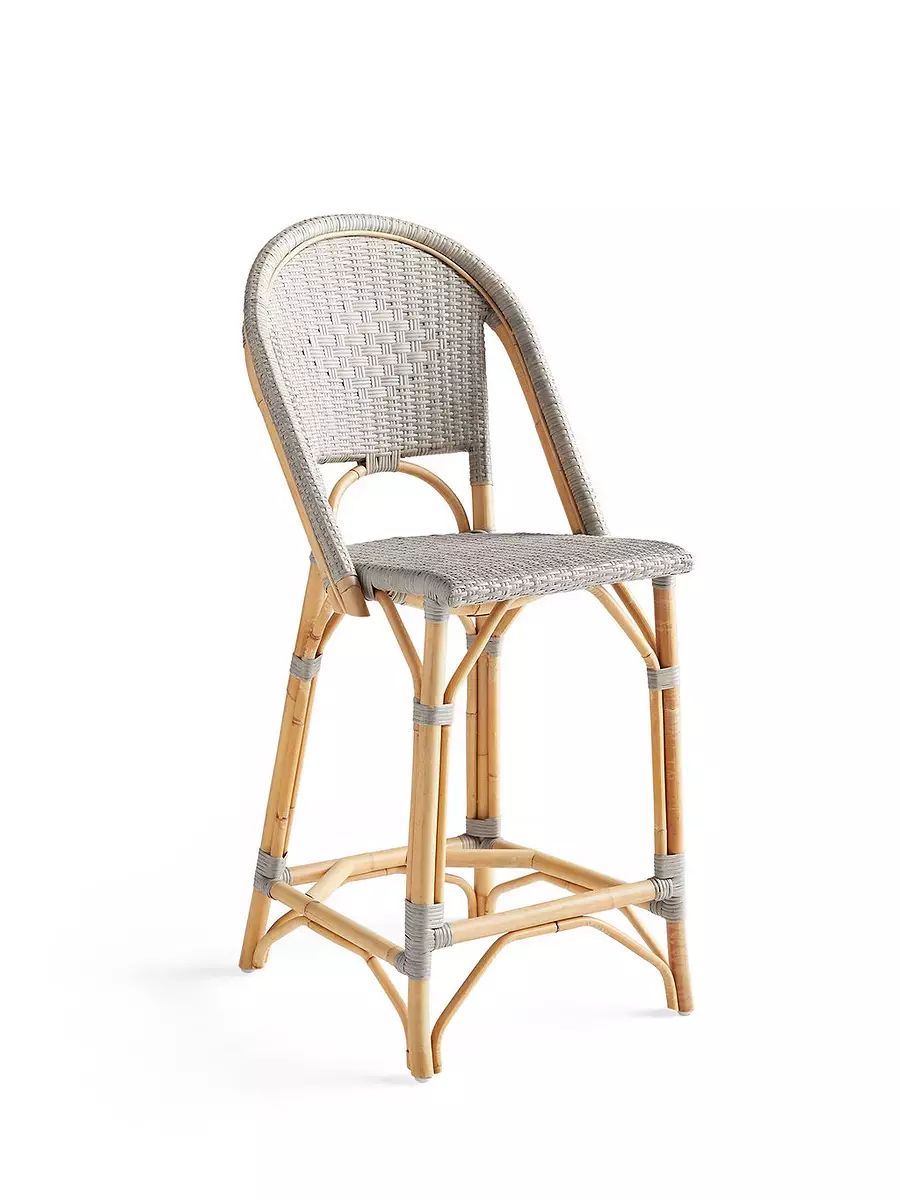 Sunwashed Riviera Rattan Counter Stool - Mist | Serena and Lily