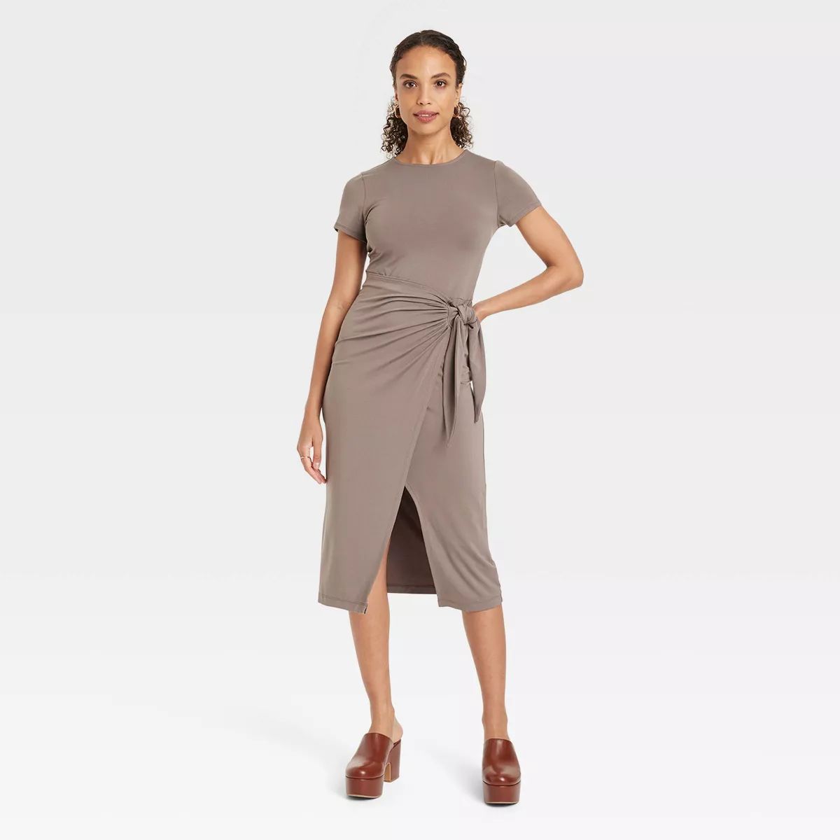 Women's Short Sleeve Tie-Front Wrap Dress - A New Day™ | Target