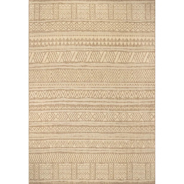 Zac Chevron Indoor / Outdoor Area Rug in Beige | Wayfair North America