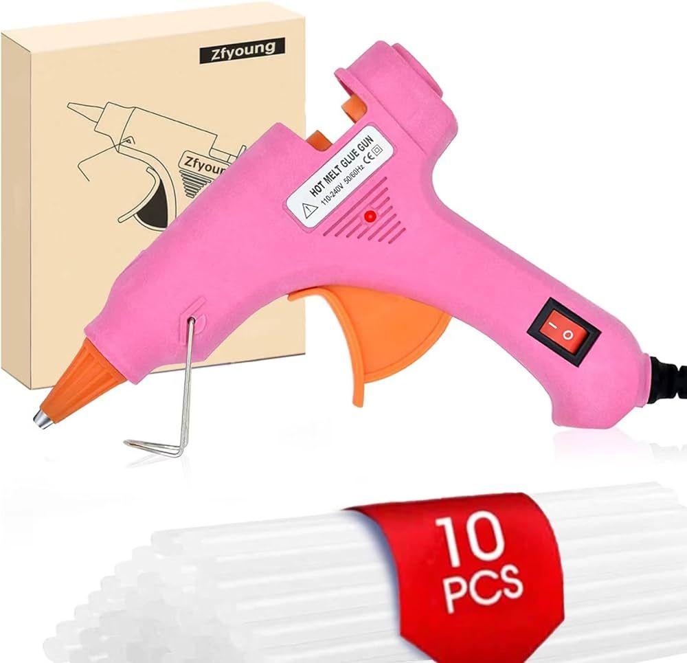 ZFYOUNG Mini Hot Glue Gun 10pcs Glue Stick Hot Glue Gun Set for Quick Fix Artist DIY Art Home 20w... | Amazon (US)