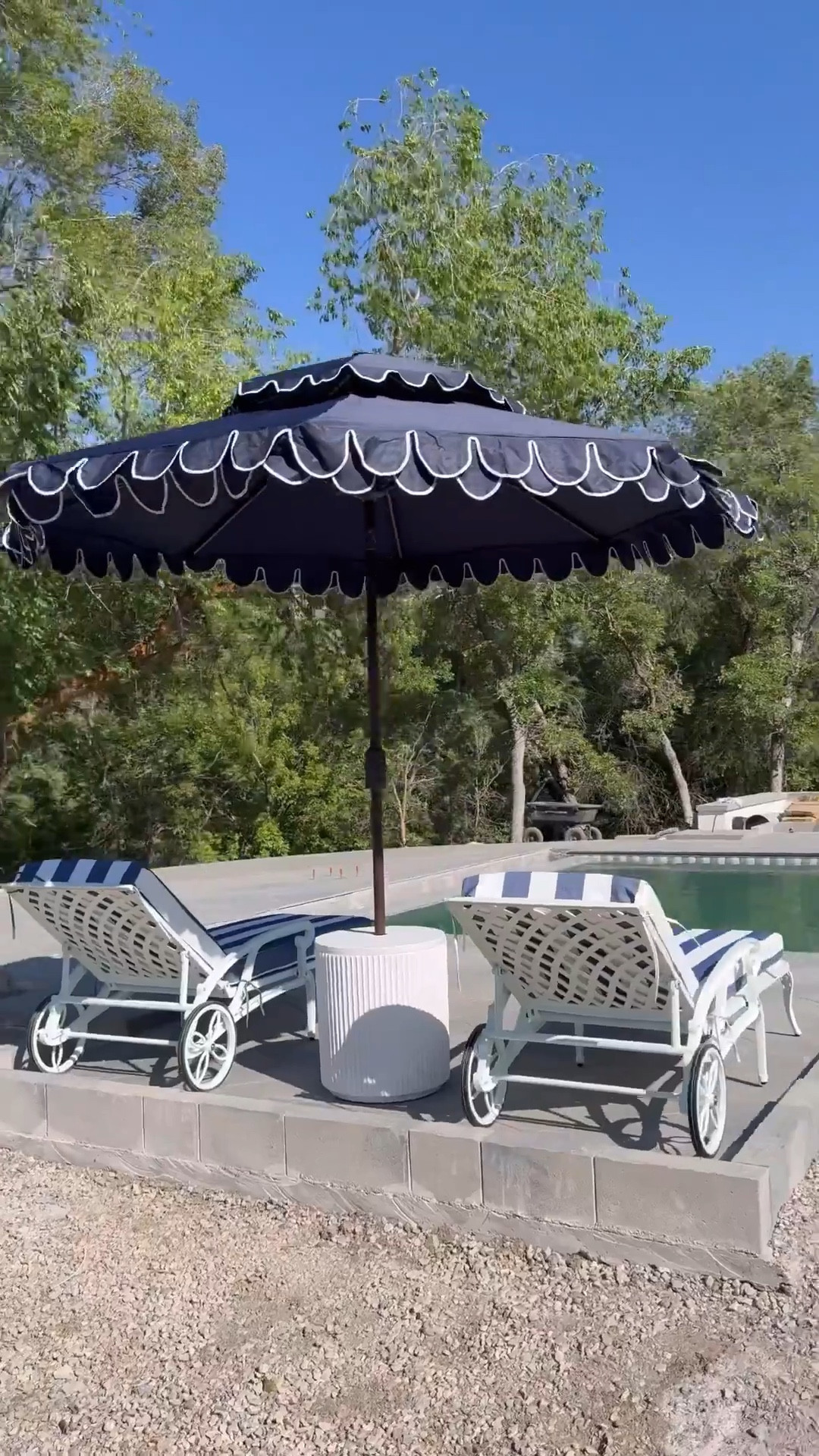 @Wayfair Big Outdoor Sale is Live! Items up to 50% off. I found the perfect poolside loungers that give me that vintage resort vibes, scalloped umbrella, and table/umbrella holder. 
#wayfairpartner #wayfair

#LTKSummerEdit