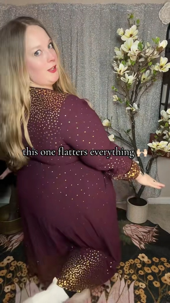 This is one of those dresses that looks dressy but still feels easy to wear. The waist tie defines everything without clinging, and the fabric moves really nicely.

plus size holiday dress, belted glitter dress, long sleeve midi dress, winter event dress, affordable occasion dress

#LTKootd #LTKSeasonal #LTKPlusSize