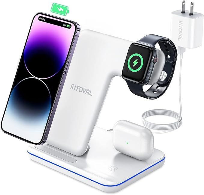 Intoval Wireless Charger, 3 in 1 Charging Station for iPhone/iWatch/Airpods, iPhone 14/13/12/11/P... | Amazon (US)