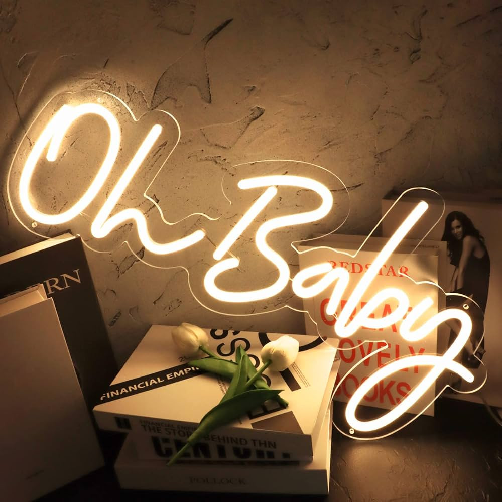 NEONLG Dimmable Oh Baby Neon Sign, 23.2" x 11.8" Large Cute Led Sign for Baby Shower Decorations ... | Amazon (US)