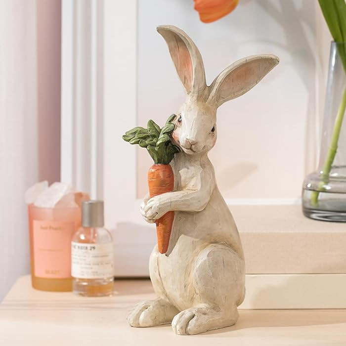 Newman House Studio Standing Rabbit Figurines Home Decoration - Indoor Bunny Statues with Carrots... | Amazon (US)