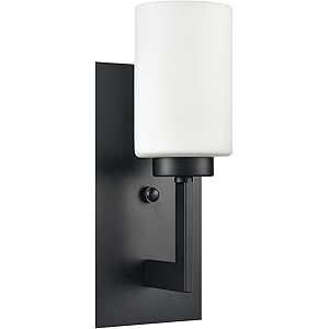 Linea Black Wall Sconce Lighting - Brio Bathroom Light Fixtures - Glass Shade Modern Vanity Light, U | Amazon (US)
