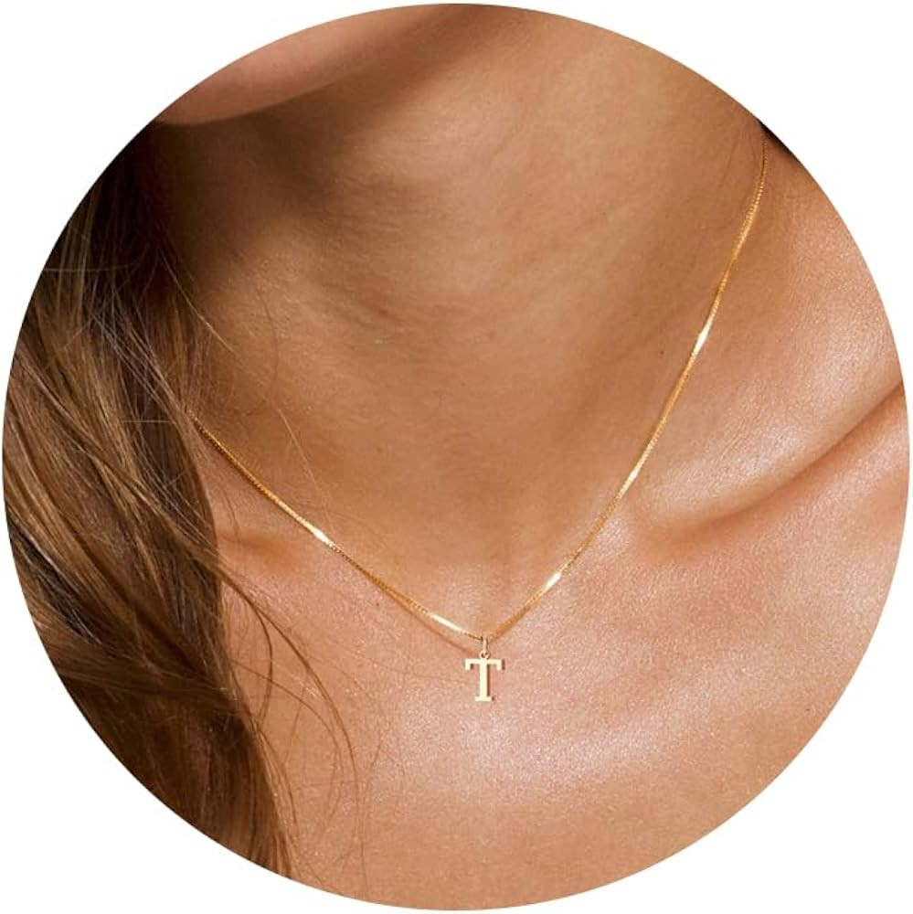 Foxgirl Gold Initial Necklaces for Women, Dainty Gold Letter Necklace Tiny A-Z Pendant Choker Nec... | Amazon (US)