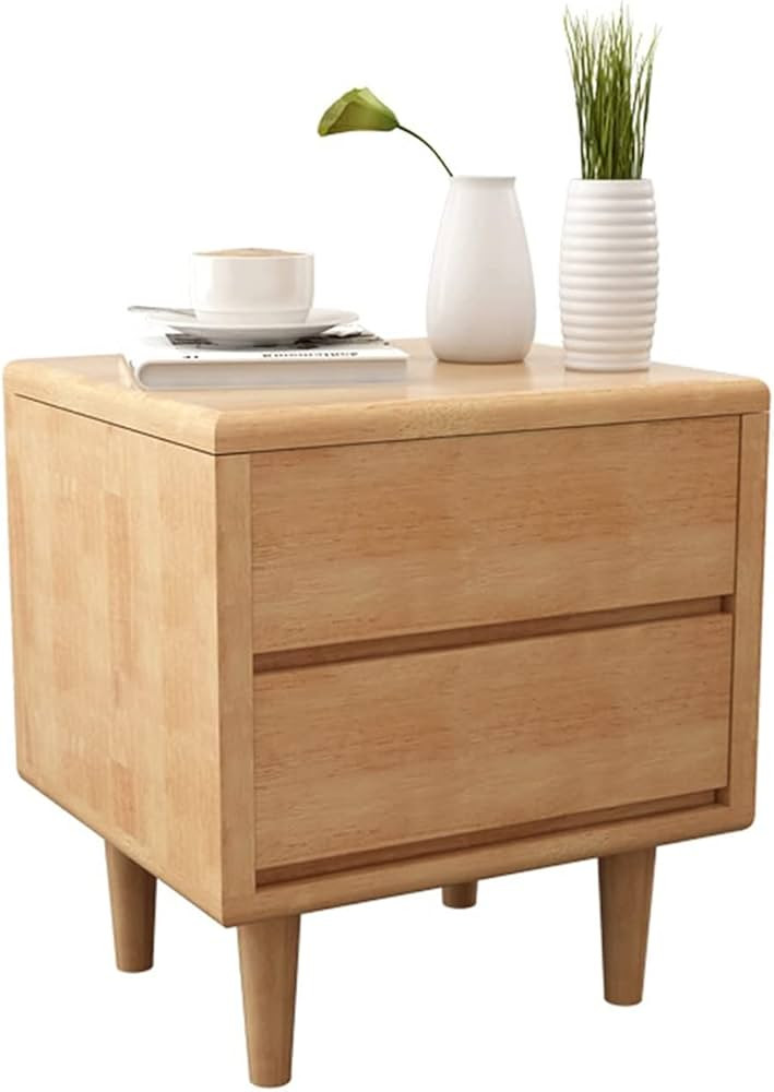 Simplicity Bedside Table Wood Bedroom, Nightstand with 2 Drawers, Multifunction Bedside Cabinet W... | Amazon (CA)