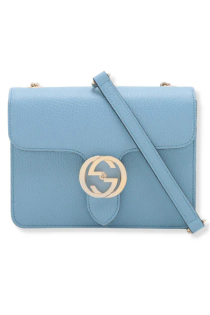 Gucci Interlocking G Leather Chain Shoulder Bag Light Blue | The Willow Tree